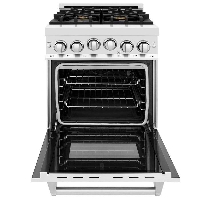 ZLINE 24" Gas Range, Stainless Steel, Black Gloss Door, RG - BLM - 24 - Farmhouse Kitchen and Bath