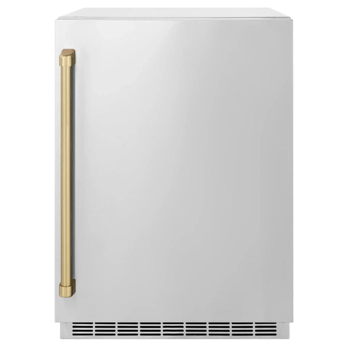 ZLINE 24 in. Touchstone Beverage Fridge, Solid Stainless Door, Champagne Bronze Handle RBSOZ - ST - 24 - CB - Farmhouse Kitchen and Bath