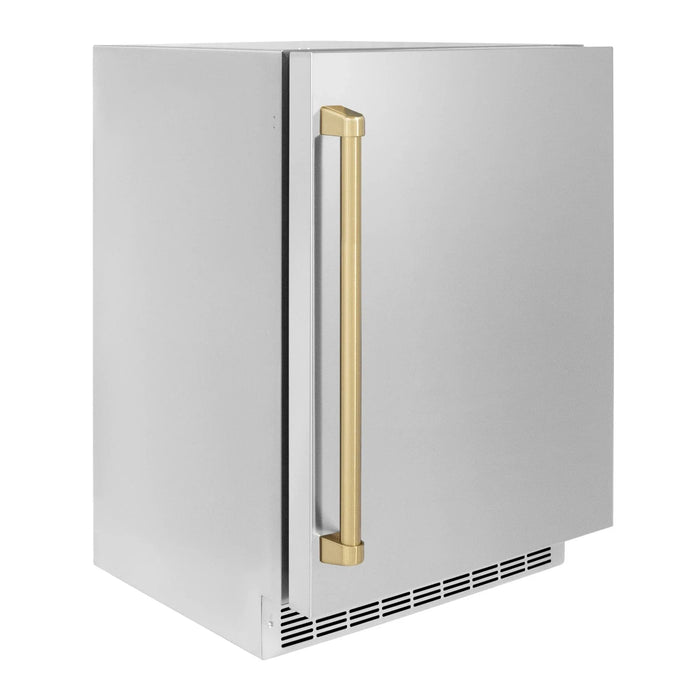 ZLINE 24 in. Touchstone Beverage Fridge, Solid Stainless Door, Champagne Bronze Handle RBSOZ - ST - 24 - CB - Farmhouse Kitchen and Bath