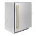 ZLINE 24 in. Touchstone Beverage Fridge, Solid Stainless Door, Champagne Bronze Handle RBSOZ - ST - 24 - CB - Farmhouse Kitchen and Bath