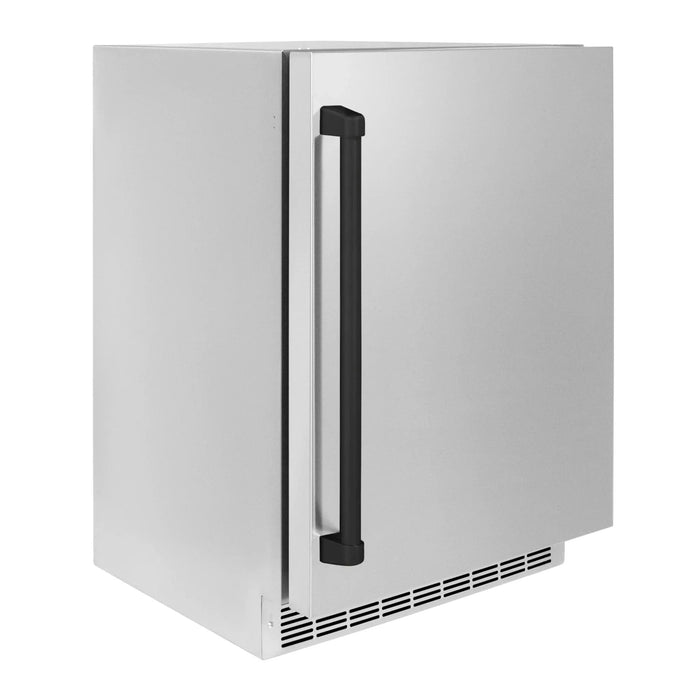 ZLINE 24 in. Touchstone Beverage Fridge, Solid Stainless Door, Matte Black Handle RBSOZ - ST - 24 - MB - Farmhouse Kitchen and Bath