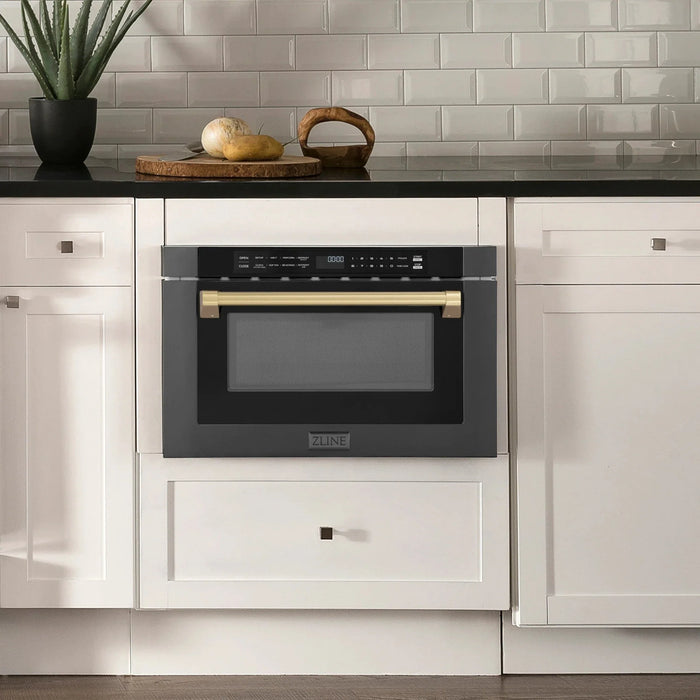 ZLINE 24" Microwave Drawer, Black Stainless, Bronze MWDZ - 1 - BS - H - CB - Farmhouse Kitchen and Bath