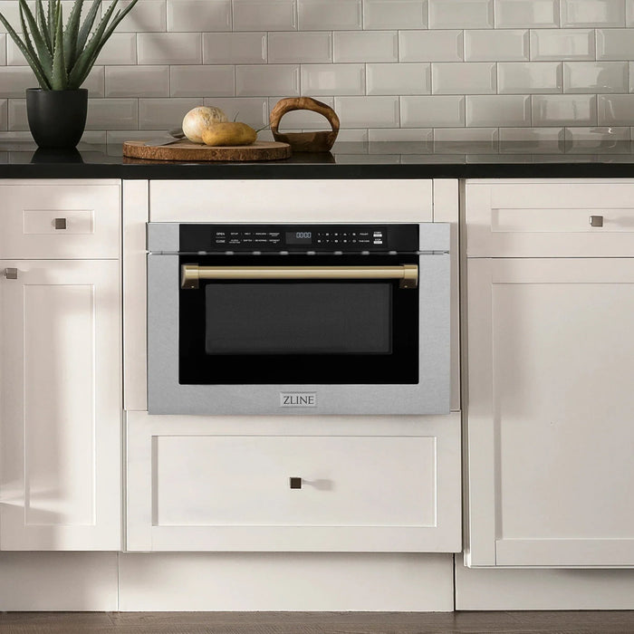 ZLINE 24" Microwave Drawer, Stainless Steel, Bronze MWDZ - 1 - SS - H - CB - Farmhouse Kitchen and Bath