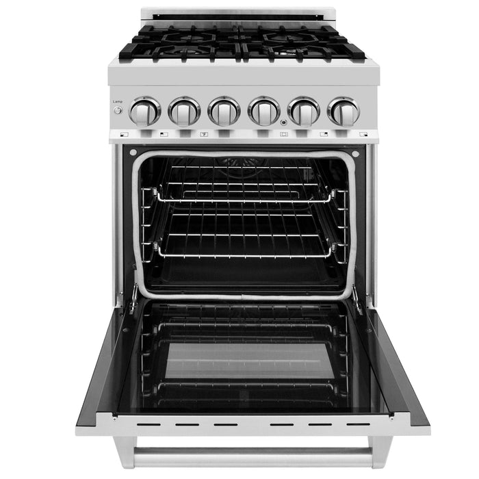 ZLINE 24" Professional Dual Fuel Range in Black Matte, RAS - BLM - 24 - Farmhouse Kitchen and Bath