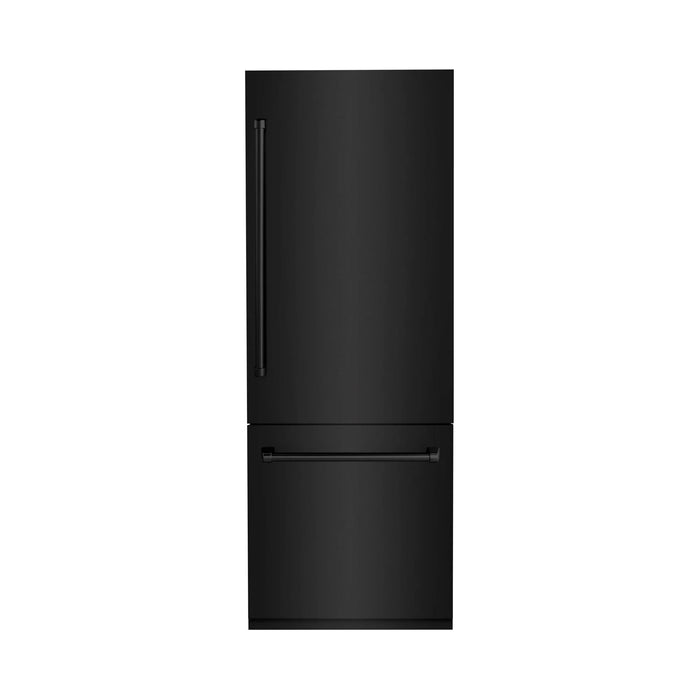 ZLINE 30" 16.1 cu. ft. Built - In 2 - Door Bottom Freezer Refrigerator with Internal Water and Ice Dispenser in Black Stainless Steel - RBIV - BS - 30 - Farmhouse Kitchen and Bath
