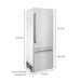 ZLINE 30" 16.1 cu. ft. Built - In 2 - Door Bottom Freezer Refrigerator with Internal Water and Ice Dispenser in Stainless Steel RBIV - 304 - 30 - Farmhouse Kitchen and Bath