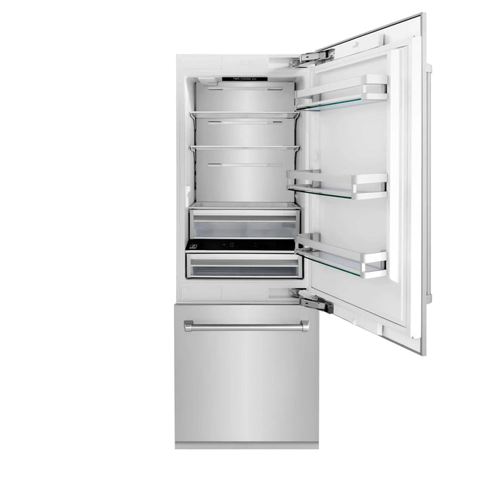 ZLINE 30" 16.1 cu. ft. Panel Ready Built - In 2 - Door Bottom Freezer Refrigerator with Internal Water and Ice Dispenser RBIV - 30 - Farmhouse Kitchen and Bath