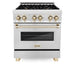 ZLINE 30" Autograph Dual Fuel Range, DuraSnow Stainless, Gold, RASZ - SN - 30 - G - Farmhouse Kitchen and Bath