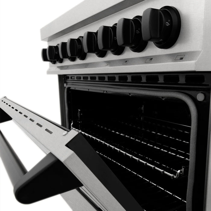 ZLINE 30" Autograph Dual Fuel Range, DuraSnow Stainless, RASZ - SN - 30 - MB - Farmhouse Kitchen and Bath