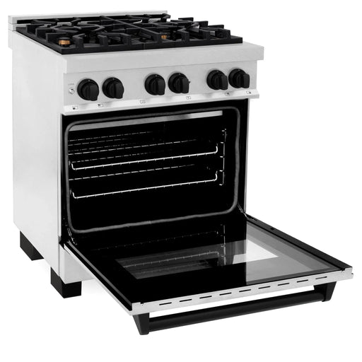 ZLINE 30" Autograph Dual Fuel Range, DuraSnow Stainless, RASZ - SN - 30 - MB - Farmhouse Kitchen and Bath