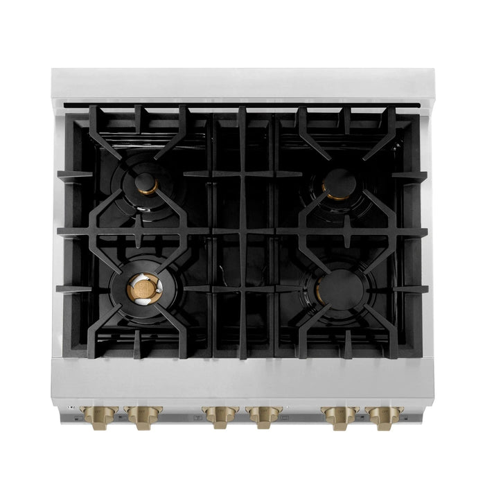 ZLINE 30" Autograph Dual Fuel Range, Stainless Steel, RAZ - 30 - CB - Farmhouse Kitchen and Bath