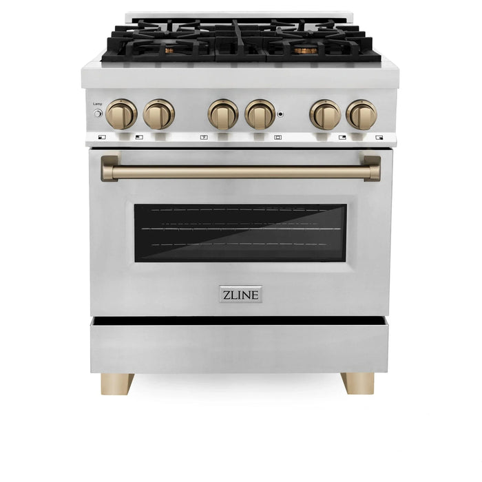 ZLINE 30" Autograph Dual Fuel Range, Stainless Steel, RAZ - 30 - CB - Farmhouse Kitchen and Bath