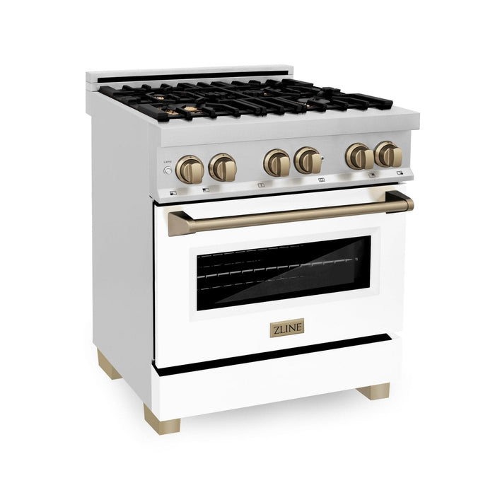 ZLINE 30" Autograph Dual Fuel Range, White Door, Bronze, RAZ - WM - 30 - CB - Farmhouse Kitchen and Bath