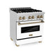 ZLINE 30" Autograph Dual Fuel Range, White Door, Bronze, RAZ - WM - 30 - CB - Farmhouse Kitchen and Bath