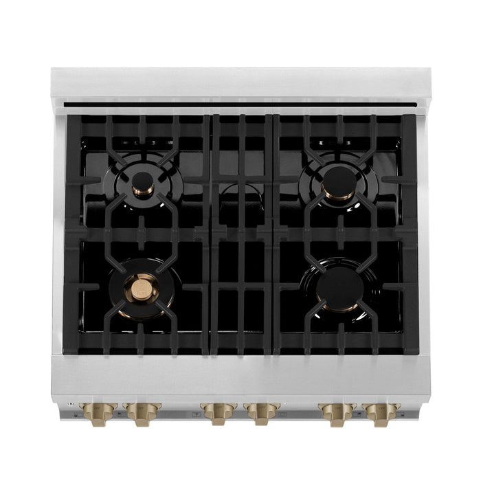 ZLINE 30" Autograph Dual Fuel Range, White Door, Bronze, RAZ - WM - 30 - CB - Farmhouse Kitchen and Bath