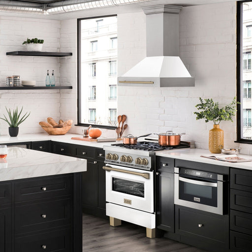 ZLINE 30" Autograph Dual Fuel Range, White Door, Bronze, RAZ - WM - 30 - CB - Farmhouse Kitchen and Bath