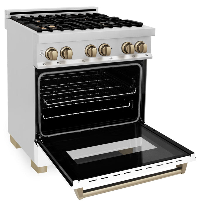 ZLINE 30" Autograph Dual Fuel Range, White Door, Bronze, RAZ - WM - 30 - CB - Farmhouse Kitchen and Bath