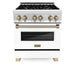 ZLINE 30" Autograph Dual Fuel Range, White Door, Bronze, RAZ - WM - 30 - CB - Farmhouse Kitchen and Bath
