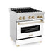 ZLINE 30" Autograph, Dual Fuel Range, White Door, Gold, RASZ - WM - 30 - G - Farmhouse Kitchen and Bath