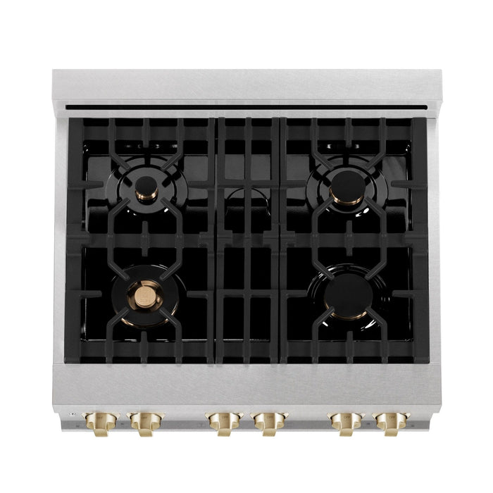 ZLINE 30" Autograph, Dual Fuel Range, White Door, Gold, RASZ - WM - 30 - G - Farmhouse Kitchen and Bath