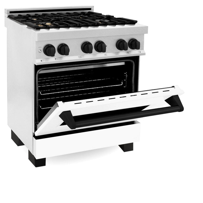 ZLINE 30" Autograph, Dual Fuel Range, White Door, RASZ - WM - 30 - MB - Farmhouse Kitchen and Bath
