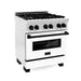 ZLINE 30" Autograph, Dual Fuel Range, White Door, RASZ - WM - 30 - MB - Farmhouse Kitchen and Bath