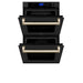 ZLINE 30" Autograph Edition Double Wall Oven with Self Clean and True Convection in Black Stainless Steel Gold Accent AWDZ - 30 - BS - G - Farmhouse Kitchen and Bath