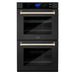 ZLINE 30" Autograph Edition Double Wall Oven with Self Clean and True Convection in Black Stainless Steel Gold Accent AWDZ - 30 - BS - G - Farmhouse Kitchen and Bath