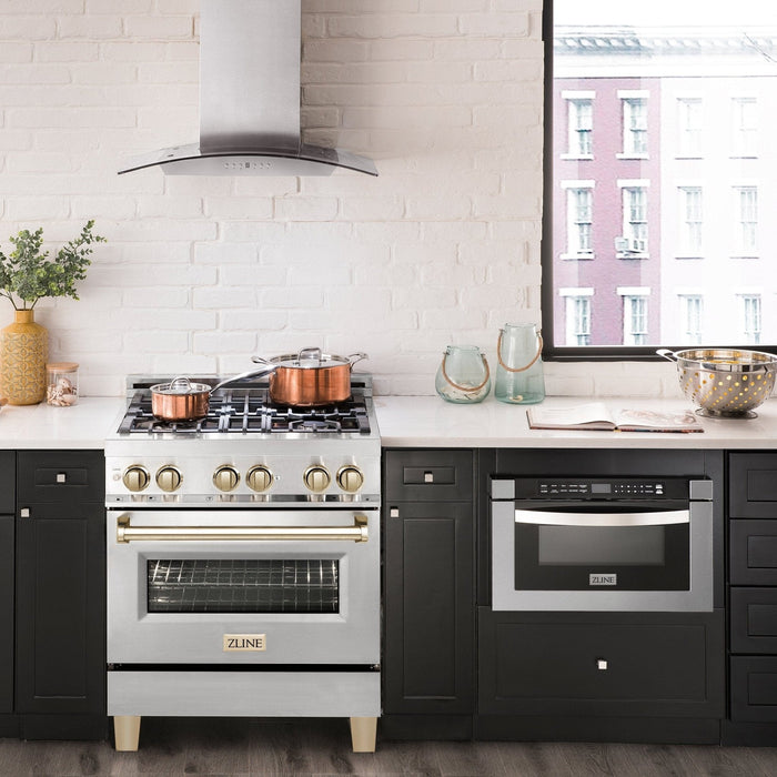 ZLINE 30" Autograph Edition, Dual Fuel Range, Gold Accents, RAZ - 30 - G - Farmhouse Kitchen and Bath