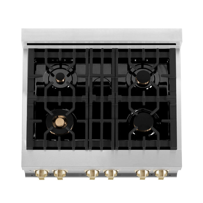 ZLINE 30" Autograph Edition, Dual Fuel Range, Gold Accents, RAZ - 30 - G - Farmhouse Kitchen and Bath