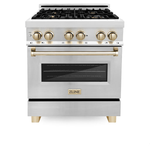 ZLINE 30" Autograph Edition, Dual Fuel Range, Gold Accents, RAZ - 30 - G - Farmhouse Kitchen and Bath