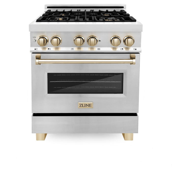 ZLINE 30" Autograph Edition, Dual Fuel Range, Gold Accents, RAZ - 30 - G - Farmhouse Kitchen and Bath