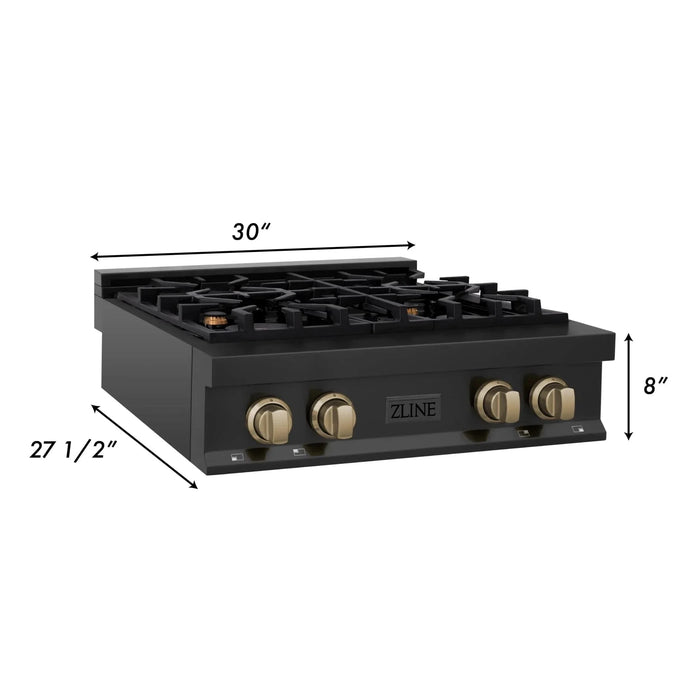 ZLINE 30" Autograph Edition Rangetop, Gold Accents, RTBZ - 30 - CB - Farmhouse Kitchen and Bath