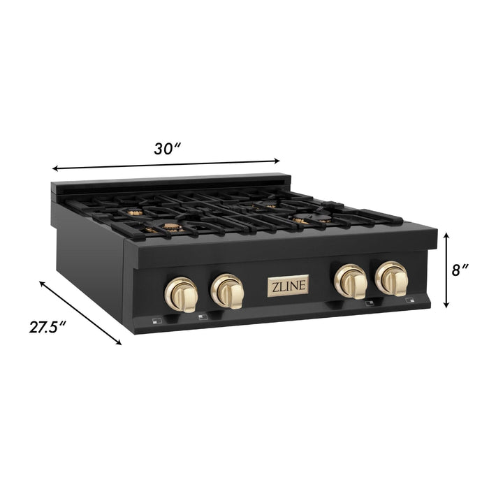 ZLINE 30" Autograph Edition Rangetop, Gold Accents, RTBZ - 30 - G - Farmhouse Kitchen and Bath