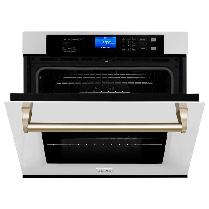 ZLINE 30" Autograph Edition Single Wall Oven with Self Clean and True Convection in Stainless Steel AWSZ - 30 - G - Farmhouse Kitchen and Bath