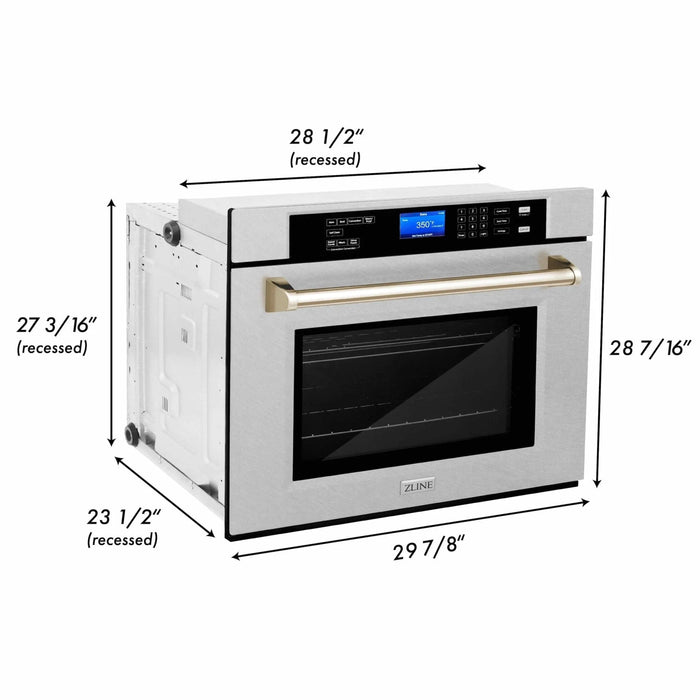 ZLINE 30" Autograph Edition Single Wall Oven with Self Clean and True Convection Stainless Steel AWSSZ - 30 - G - Farmhouse Kitchen and Bath
