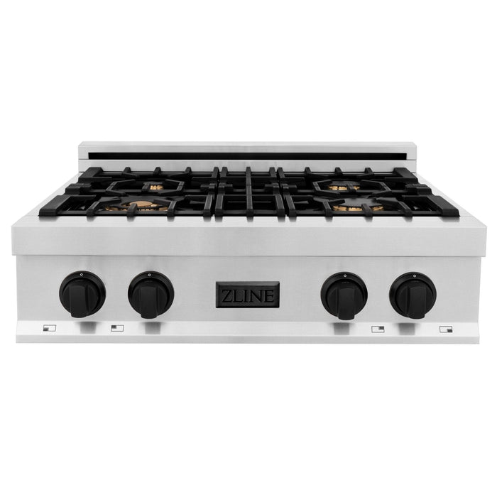 ZLINE 30" Autograph Porcelain Rangetop, Matte Black Accents, RTZ - 30 - MB - Farmhouse Kitchen and Bath