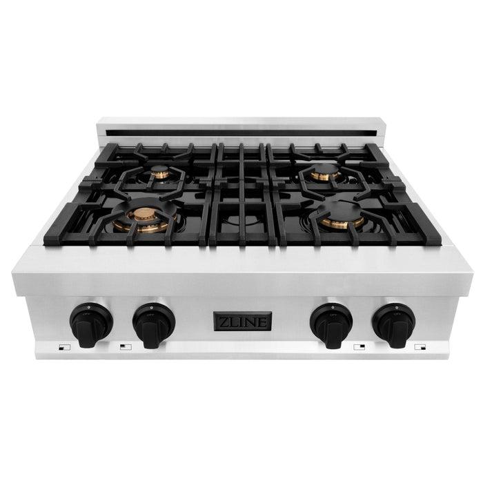 ZLINE 30" Autograph Porcelain Rangetop, Matte Black Accents, RTZ - 30 - MB - Farmhouse Kitchen and Bath