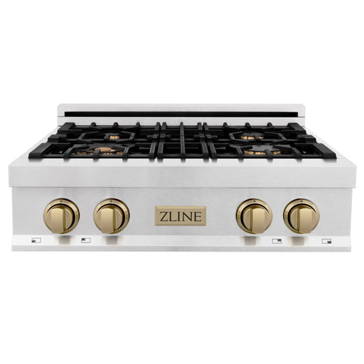 ZLINE 30" Autograph Rangetop, DuraSnow, Bronze Accents, RTSZ - 30 - CB - Farmhouse Kitchen and Bath