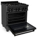 ZLINE 30" Black Stainless, Gas/Electric Oven, Brass Burners, RAB - BR - 30 - Farmhouse Kitchen and Bath