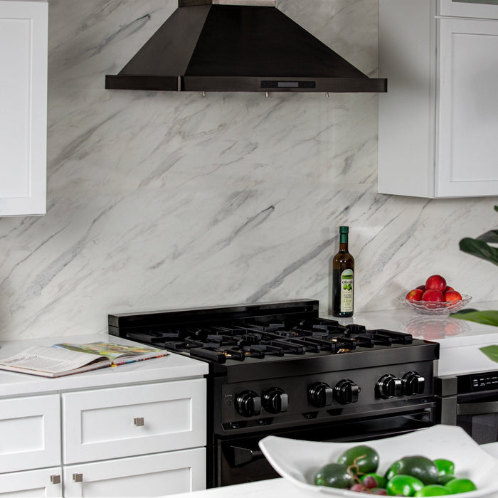 ZLINE 30" Black Stainless, Gas/Electric Oven, Brass Burners, RAB - BR - 30 - Farmhouse Kitchen and Bath