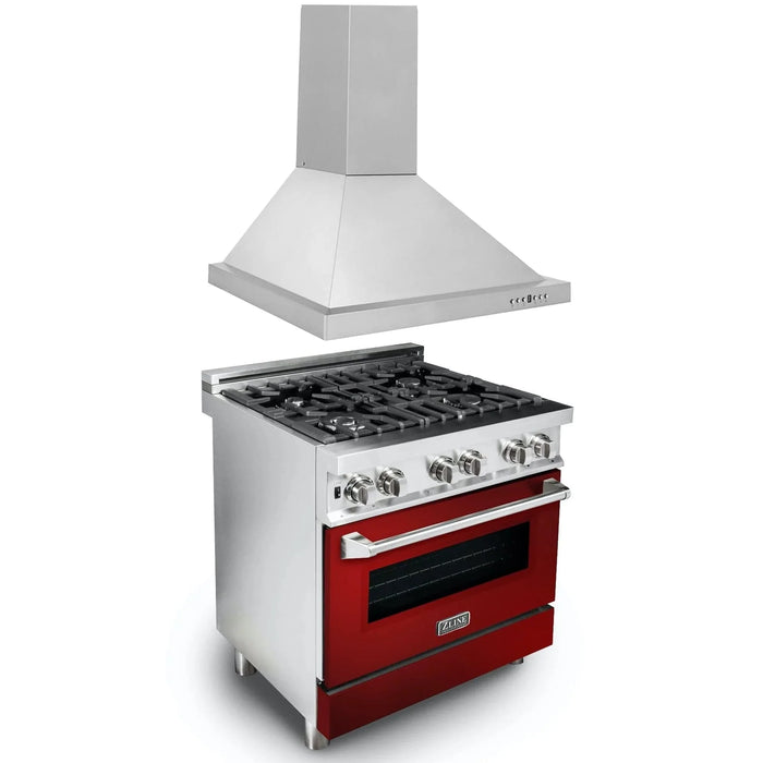 ZLINE 30" Bundle Range RA - RG - 30 & Wall Range Hood KB - 30, 2KP - RARGRH30 - Farmhouse Kitchen and Bath