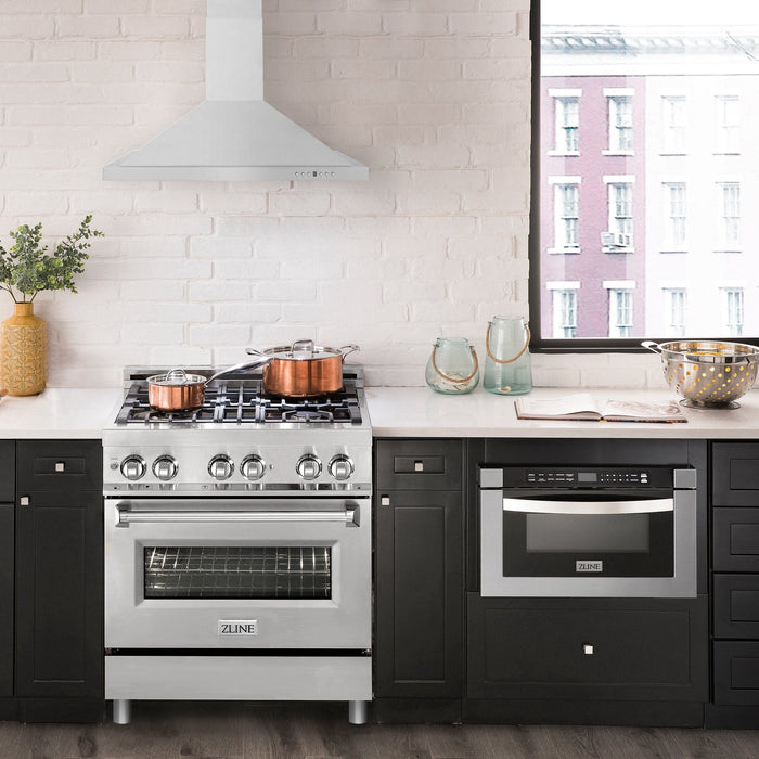 ZLINE 30" Bundle Range RA30 & Wall Range Hood KB - 30, 2KP - RARH30 - Farmhouse Kitchen and Bath