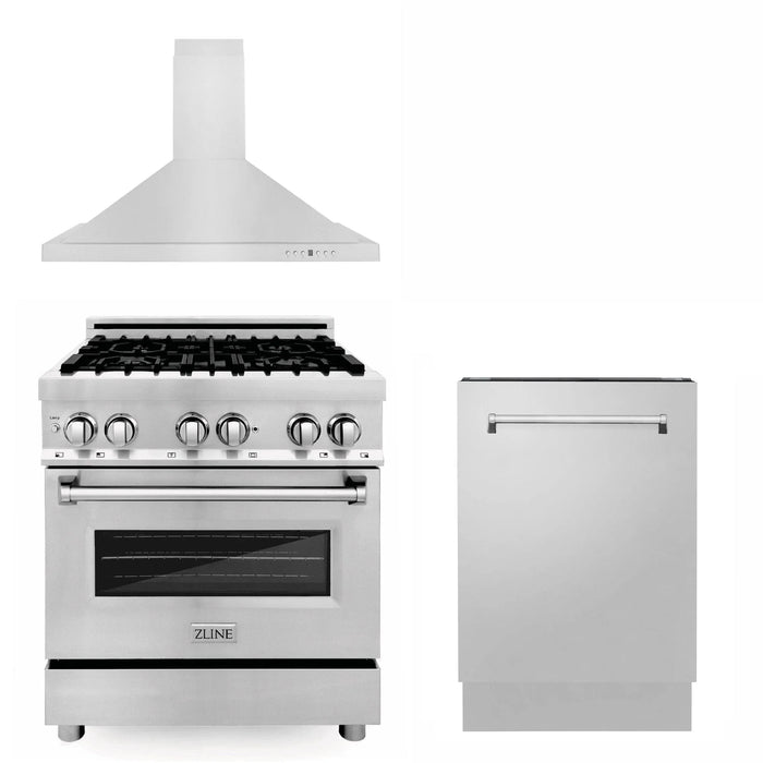 ZLINE 30" Bundled Stainless DualRange RangeHood Dishwasher 3KP - RARH30 - DW - Farmhouse Kitchen and Bath