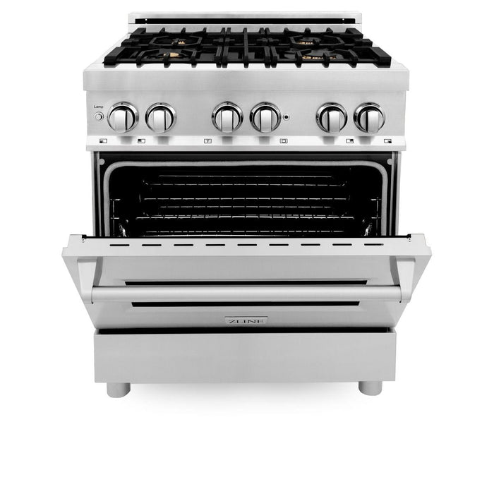 ZLINE 30" Dual Fuel Oven Range, Stainless Steel, Brass Burners, RA - BR - 30 - Farmhouse Kitchen and Bath