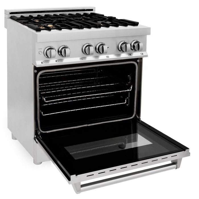 ZLINE 30" Dual Fuel Oven Range, Stainless Steel, Brass Burners, RA - BR - 30 - Farmhouse Kitchen and Bath