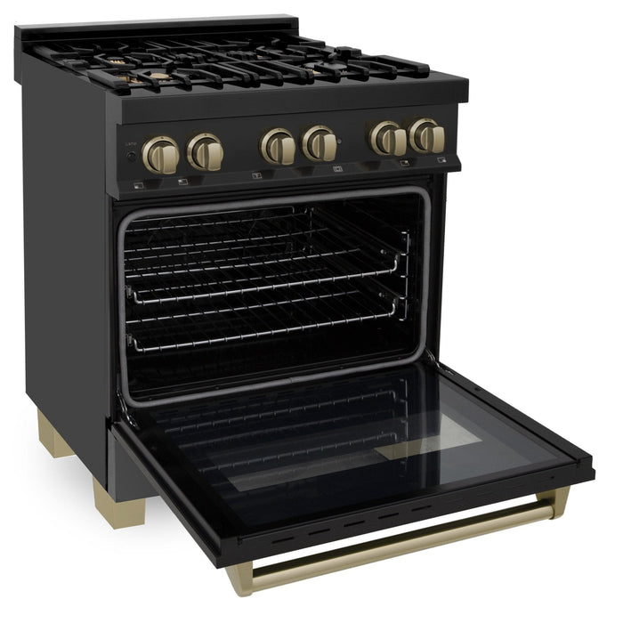 ZLINE 30" Dual Fuel Range, Black Stainless, Champagne Bronze, RABZ - 30 - CB - Farmhouse Kitchen and Bath