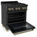 ZLINE 30" Dual Fuel Range, Black Stainless, Champagne Bronze, RABZ - 30 - CB - Farmhouse Kitchen and Bath