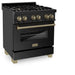 ZLINE 30" Dual Fuel Range, Black Stainless, Champagne Bronze, RABZ - 30 - CB - Farmhouse Kitchen and Bath