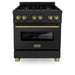 ZLINE 30" Dual Fuel Range, Black Stainless, Champagne Bronze, RABZ - 30 - CB - Farmhouse Kitchen and Bath
